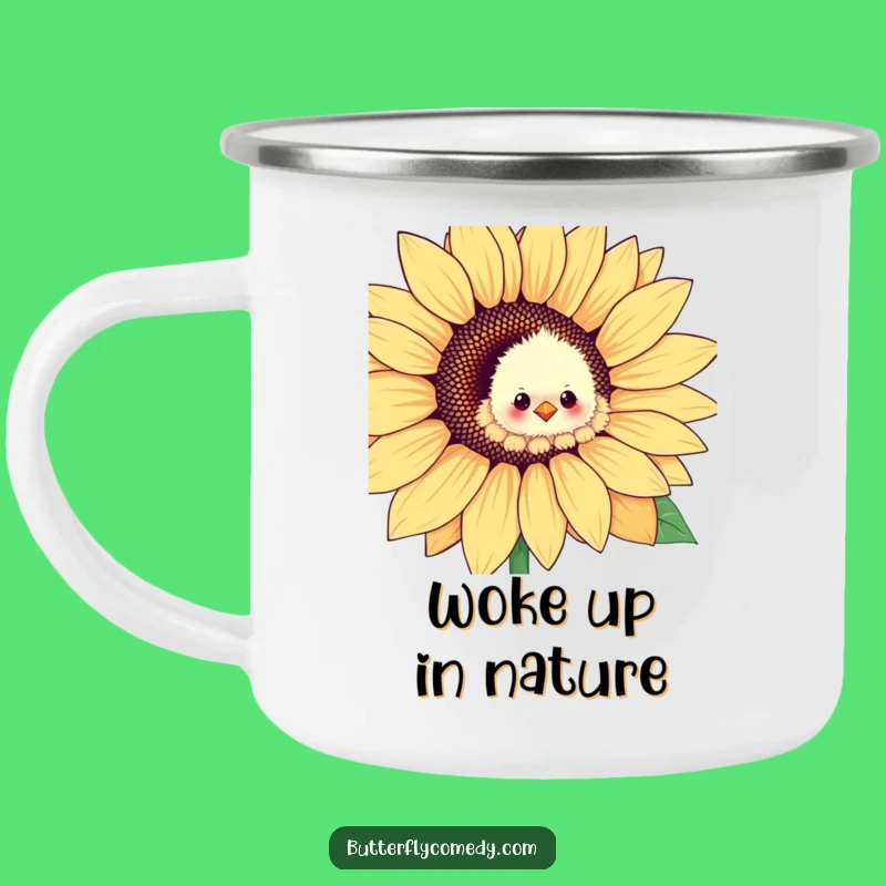 Funny Chick Sunflower Camping Mug: Durable & Hilarious Outdoor Companion