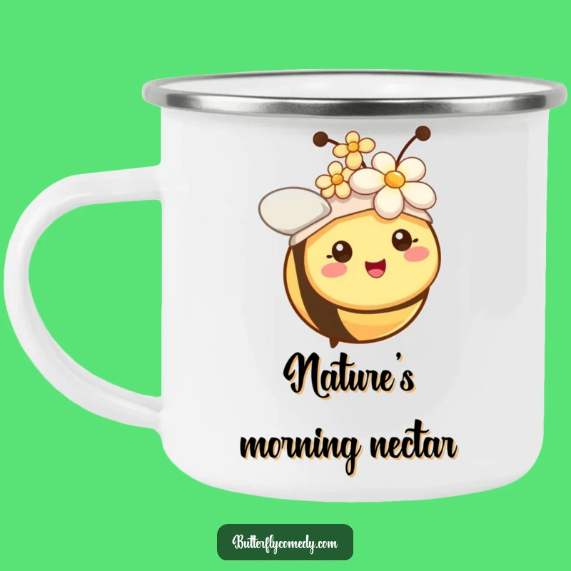 Funny Bee Flower Hat Camping Mug: Durable & Hilarious Outdoor Companion