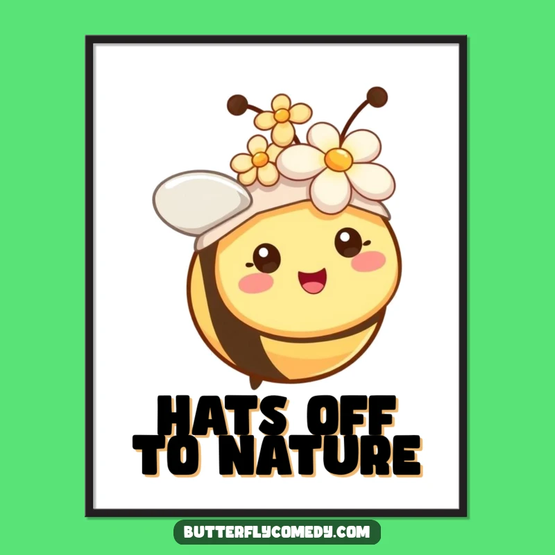 Funny Bee Flower Hat Digital Art: Instant Hilarious & Cheerful Download