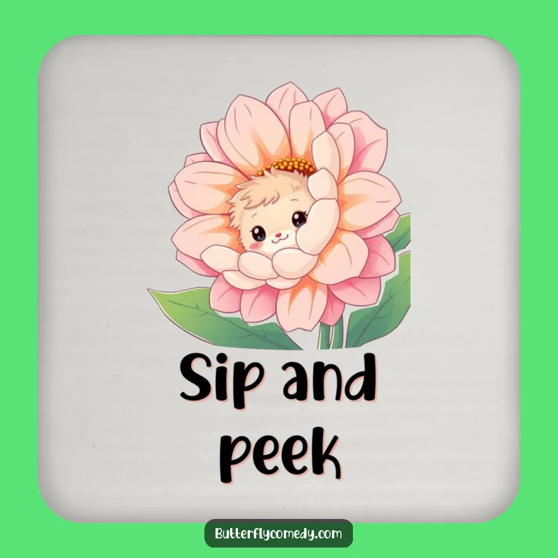 Funny Fuzzy Creature Coaster: Shy Flower Peek Protection, Perfect Funny Gift