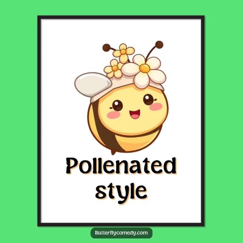 Funny Bee Flower Hat Poster: Cheerful Wall Art for a Blooming Space