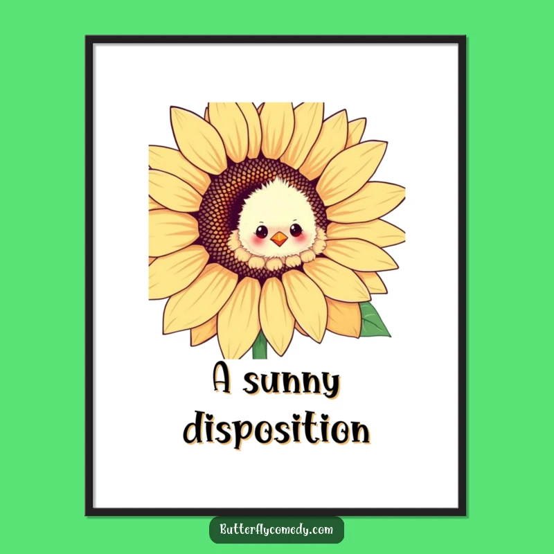 Funny Chick Sunflower Poster: Adorable Wall Art for a Cheerful Home