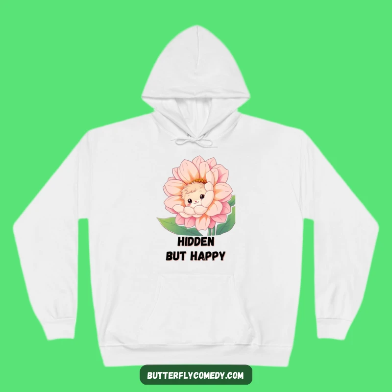 Funny Fuzzy Creature Hoodie: Cozy Shy Flower Peek Design, Warm Funny Gift