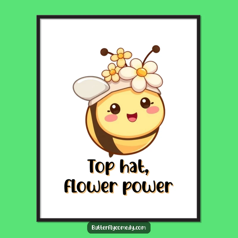Funny Free Printable Wall Art: Bee Flower Hat Whimsy Downloadable Art for Your Decor