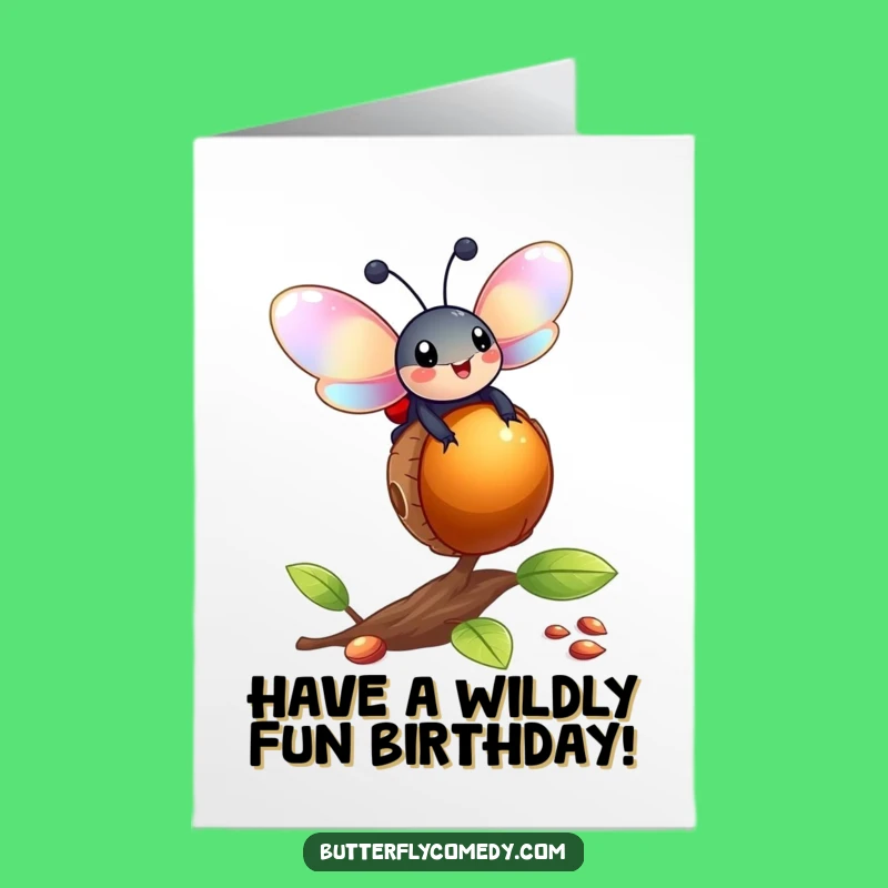Free Printable Birthday Card: Ladybug Acorn Bounce for a Funny Downloadable Gift