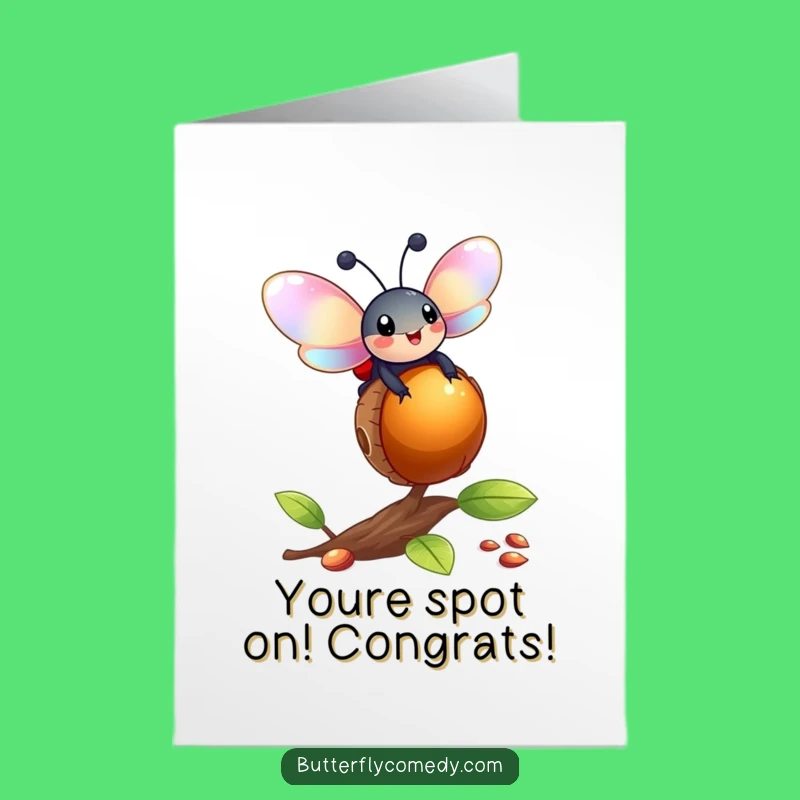 Free Printable Congrats Card: Ladybug Acorn Balance for a Funny Downloadable Gift