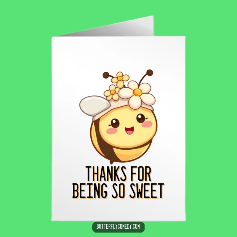 Free Printable Thank You Card: Bee Flower Hat Thanks for a Funny Downloadable Gift